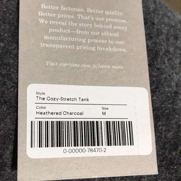 Everlane Cozy Stretch Crop Tank Top Ribbed Wool/Yak/Nylon Dark Grey M NWT - Picture 7 of 12